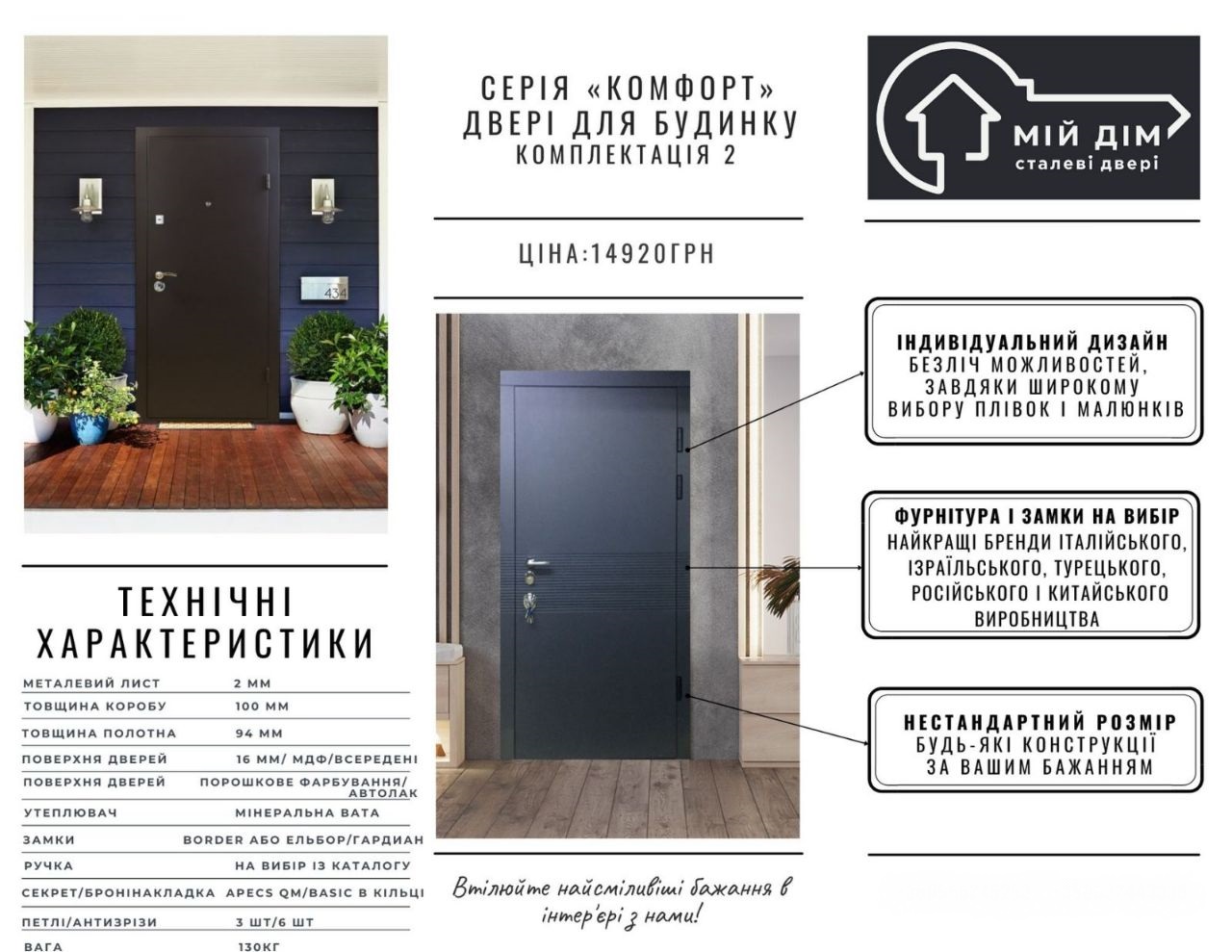 серія комфорт комплектація 2 для будинку
